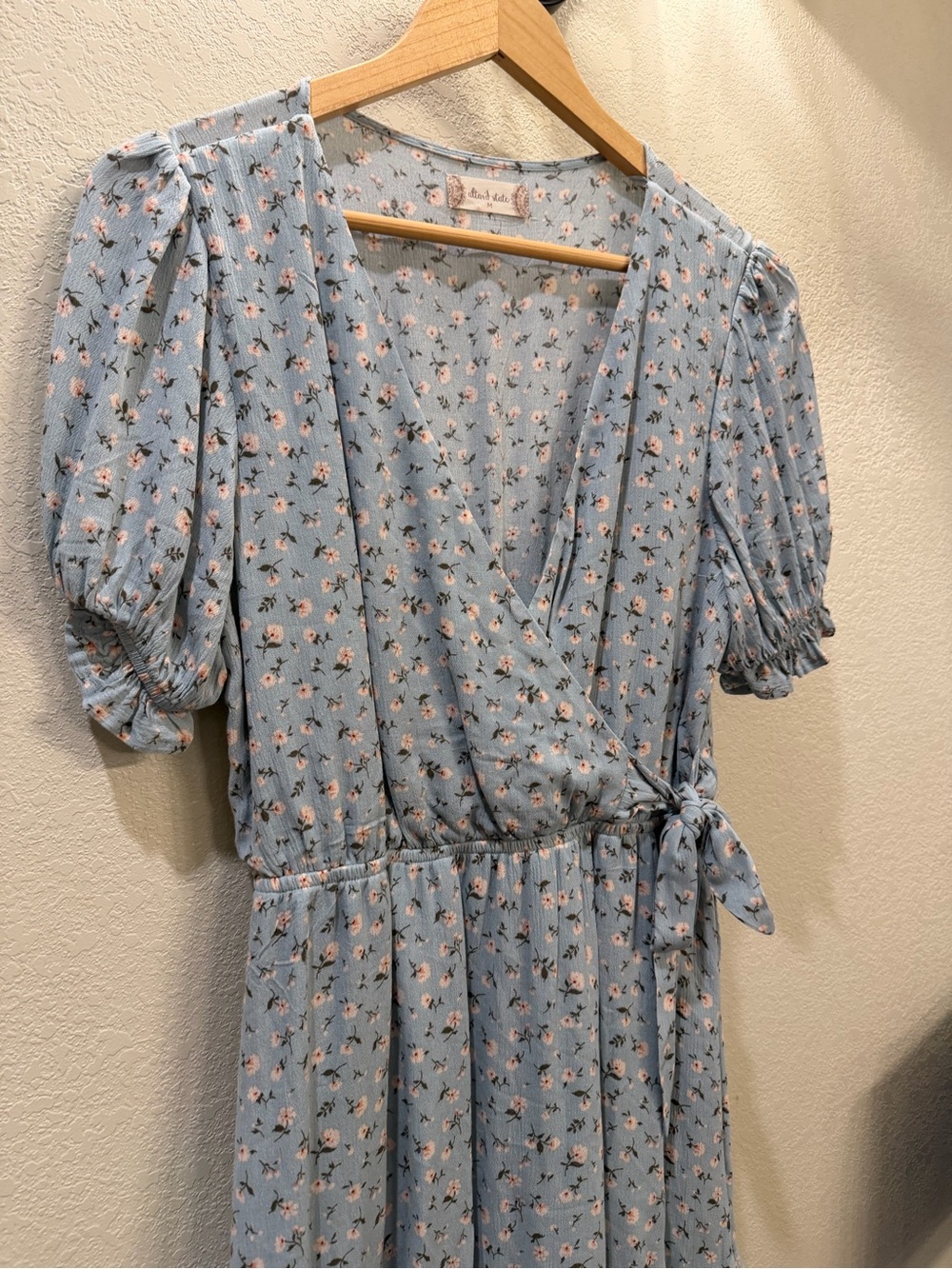 Altar'd State Light Blue Floral Wrap Midi Dress